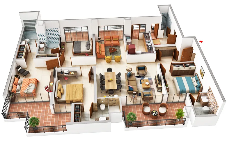 4 BHK Floor Plan
