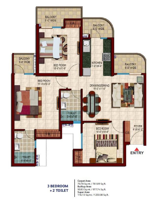 Nirala Estate 1250 sq.ft. floor plan