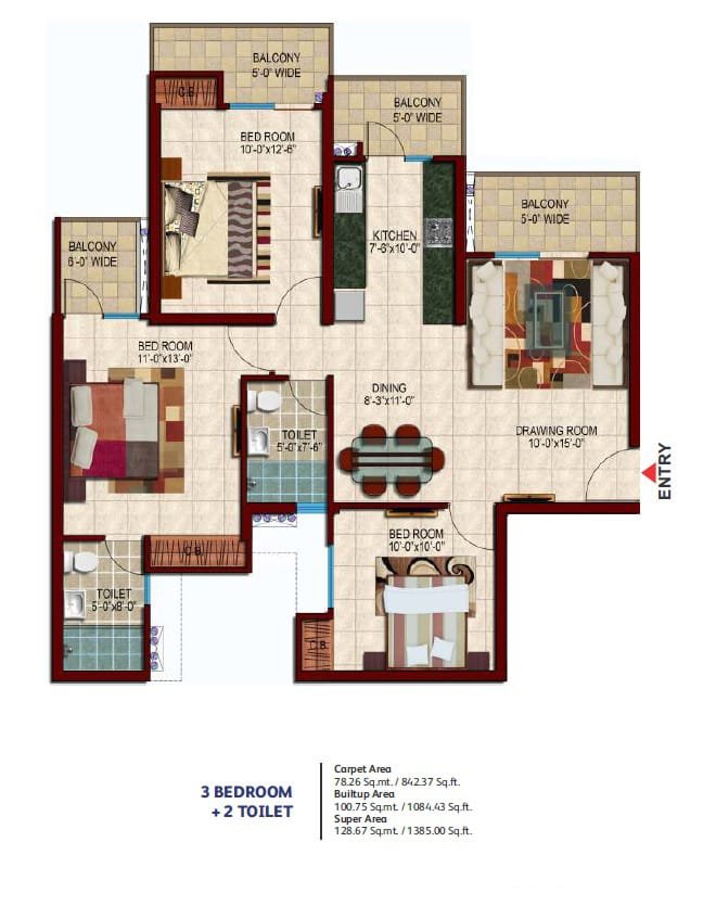 Nirala Estate 1385 sq.ft. floor plan