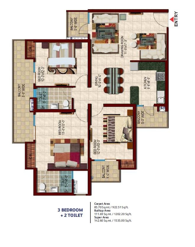 Nirala Estate 1535 sq.ft. floor plan