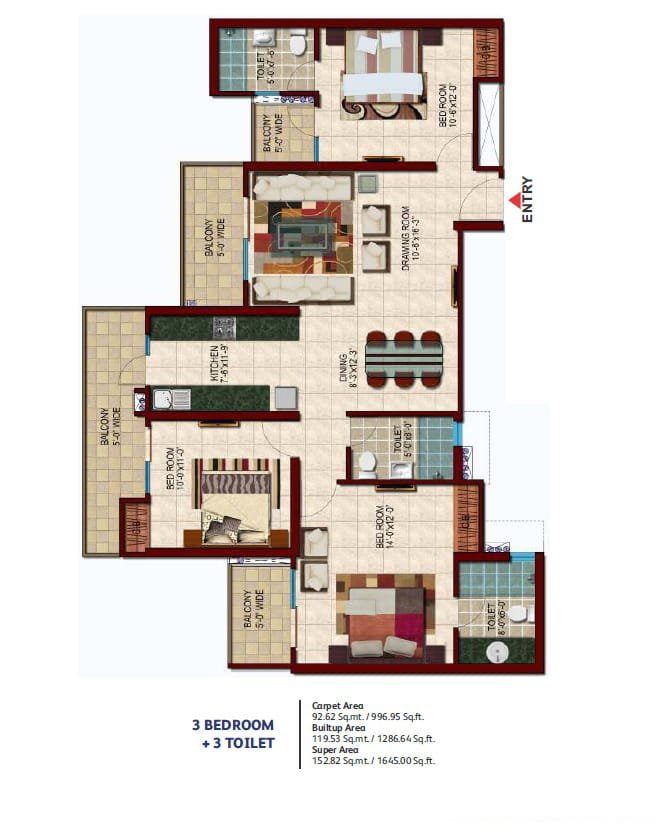 Nirala Estate 1645 sq.ft. floor plan