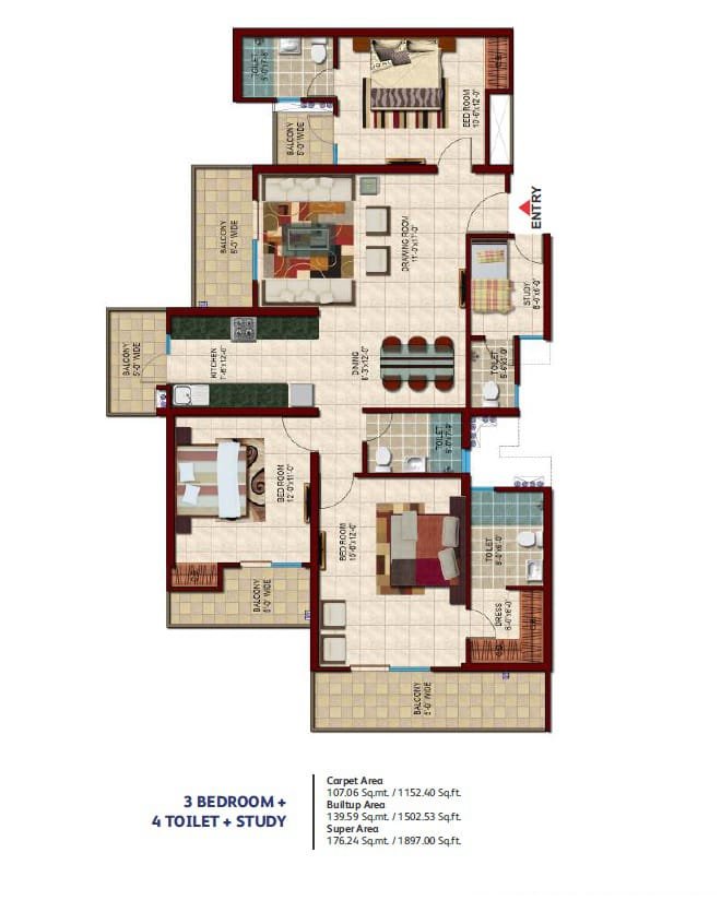 Nirala Estate 1897 sq.ft. floor plan